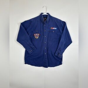 Vintage 50th Anniversary NASCAR Button Up Shirt Blue Sz Medium Chase Authentics